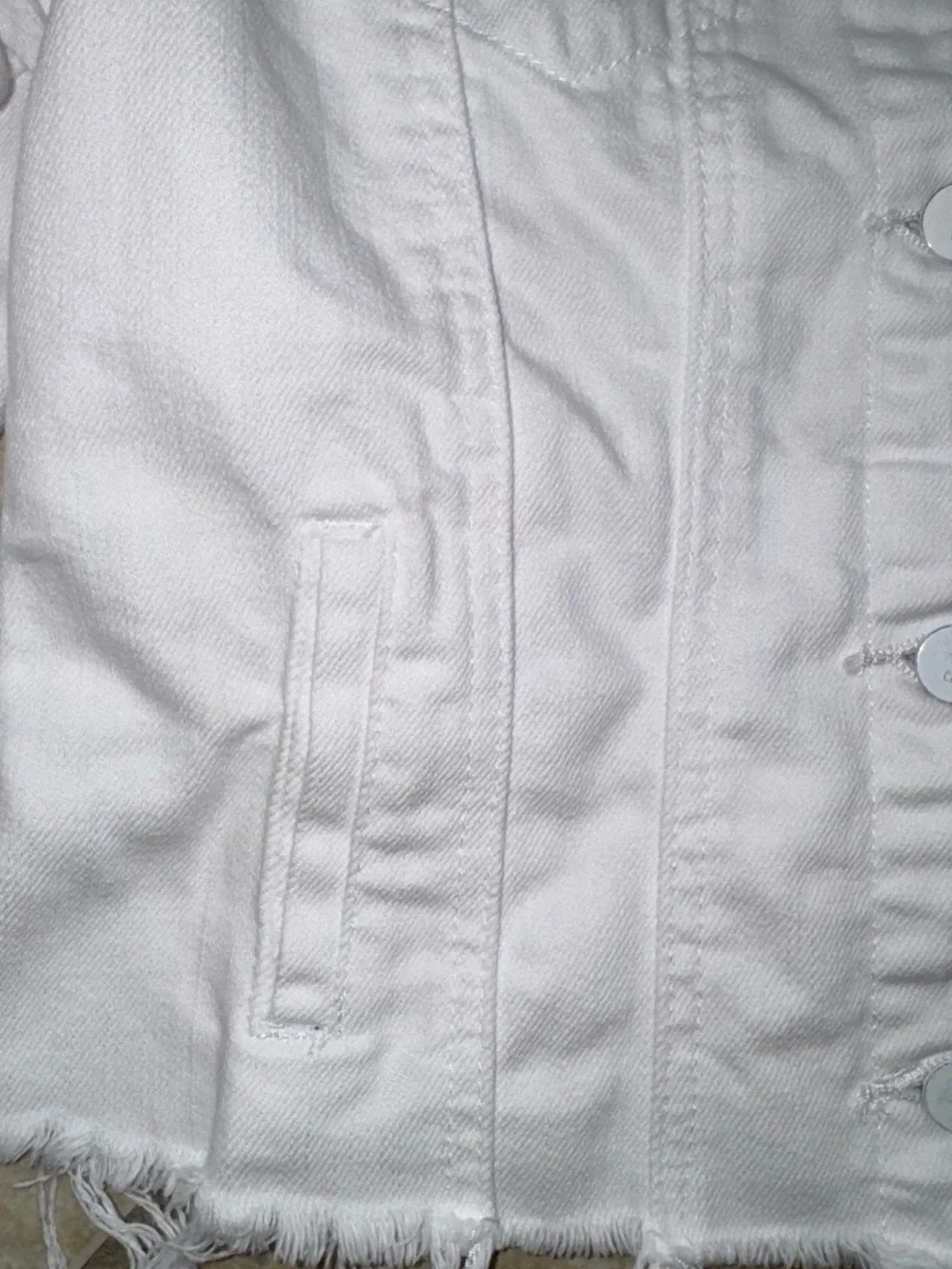 TRACTR boutique white  distress denim jacket girl’s size Large   12  14 16